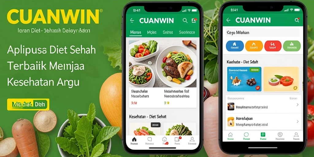 Tampilan antarmuka CUANWIN dengan fitur diet sehat yang menarik.