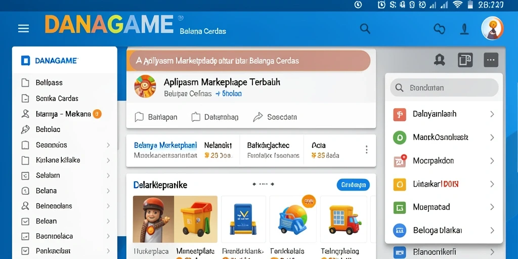 Tampilan antarmuka aplikasi DANAGAME yang menarik dan fungsional.