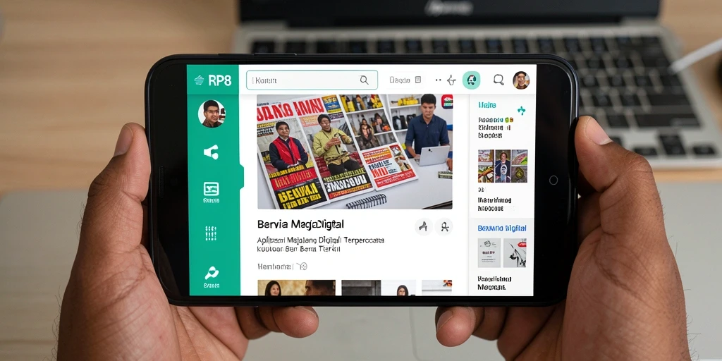 Antarmuka RP8 yang modern untuk Majalah Digital.
