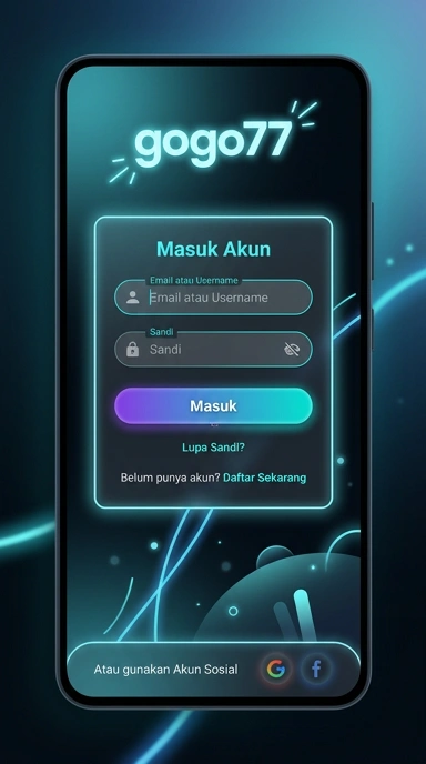 Tampilan halaman login gogo77