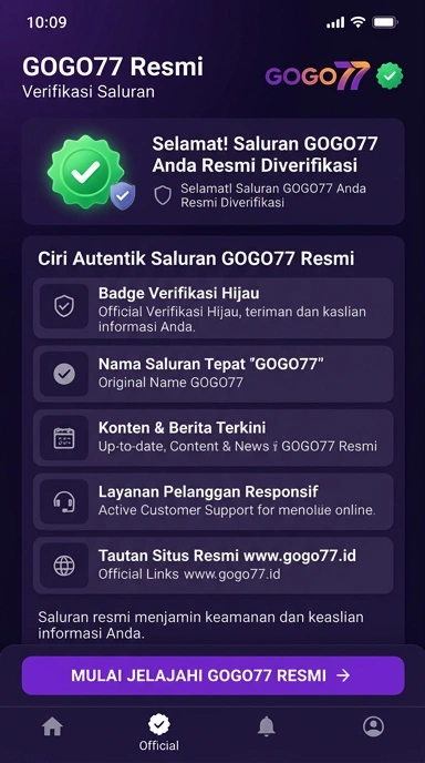 Tampilan kanal resmi gogo77